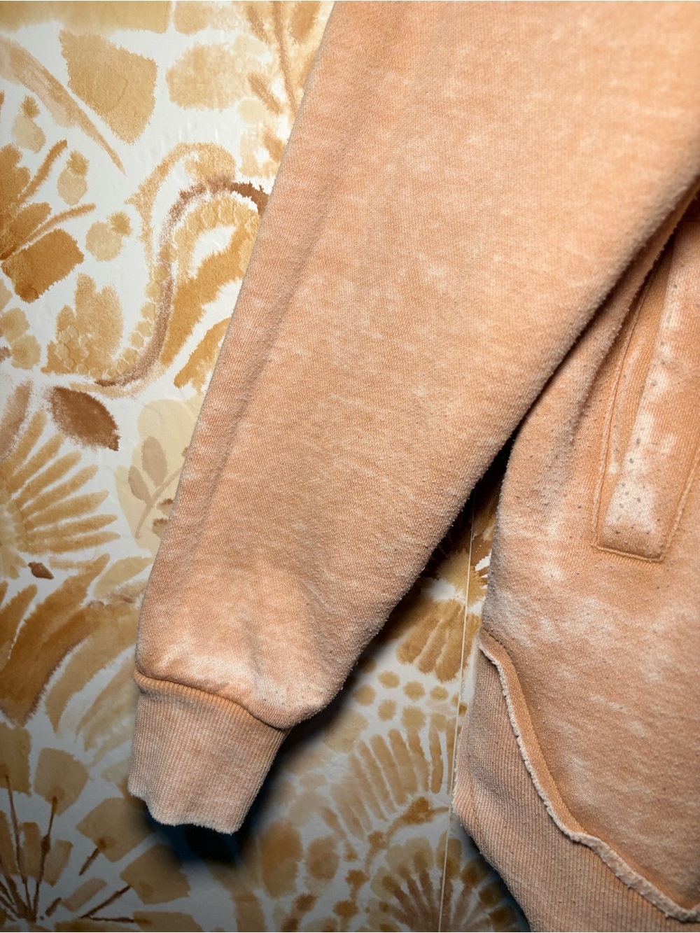 August Bleu Peach Mineral Wash Quarter Zip High Low Sweatshirt Boho - Picture 5 of 15